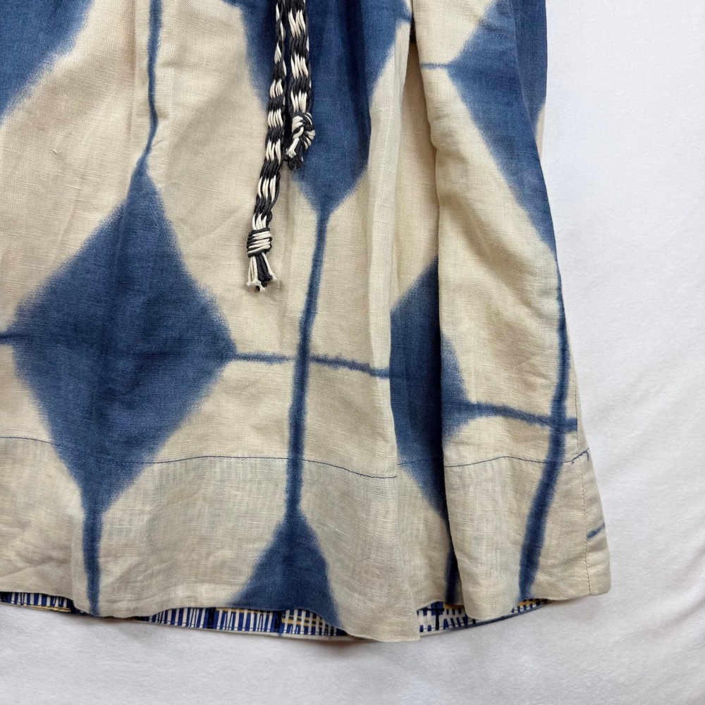 Anthropologie Maeve Halter Midi Dress Blue White Tie Dye Diamond Mixed Print - Picture 14 of 16